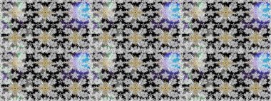 Gri renklerde. Hint süsü. Raster illüstrasyonu. Renkli süs kenarı. Kusursuz desen. Çiçek duvar kağıdı.