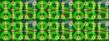 Parlak çiçek kolajı çiçekleri yeşil, sarı ve nötr. Çiçekli zambakların eskiz geçmişi. Çiçek tasarımı için inanılmaz kolaj cennet tarzı..