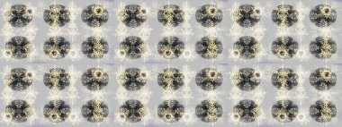 Yeni yıl kar tanesi. Düz kar karalama ikonları, yılbaşı afişi için kar taneleri silueti, kartlar. Tarafsız, gri ve bej renkler üzerine şirin soyut kar tanesi raster tasarımı.