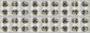 Yeni yıl kar tanesi. Düz kar karalama ikonları, yılbaşı afişi için kar taneleri silueti, kartlar. Tarafsız, gri ve bej renkler üzerine şirin soyut kar tanesi raster tasarımı.