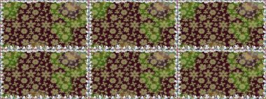 Raster illüstrasyonu. Kahverengi renkli Asya tekstili. Kusursuz çiçek deseni.