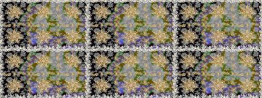 Klasik çiçek dokusu. Kart, duvar kağıdı, ambalaj ve tekstil için klasik tasarım. Raster illüstrasyonu. Altın şablon. Gri renkli Royal retro. Kusursuz desenli altın elementler.