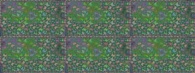 Renkli kelebeklerin kusursuz arka planı. Raster illüstrasyonu. Ambalajlar, duvar kağıtları, kumaş tasarımı ve kağıt için güzel bir arka plan. Yeşil üzerinde sevimli kelebekler.