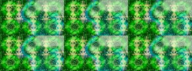 Raster illüstrasyon kar taneleri. Kışın sembolü. Güzel dekorasyon. Yeşil, nötr ve mavi renkli suluboya kar taneleri.