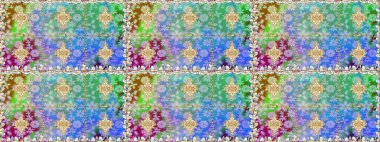 Klasik oryantal desen mavi renkten üstündür. Damask pürüzsüz süsü. Geleneksel raster ve altın desen.