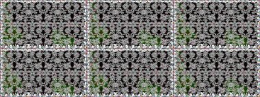 Raster illüstrasyonu. Suluboya stilinde gri renkte. Pürüzsüz bahar deseni ve küçük çiçekler.