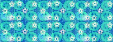 Raster illüstrasyonu. Damask altın soyut çiçek deseni bej, mavi ve nötr renklerde. Süsleme.