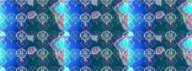 Çiçeksiz desenli arka plan. Düz Çiçek Elementleri Tasarım Raster illüstrasyonu. Mavi, nötr ve mor renkte çiçekler. Renkli Bahar Teması Kusursuz Arkaplan.