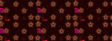 Basit bir kar tanesi. Siyah, kahverengi ve kırmızı renklerde şirin kar taneleri. Soyut duvar kâğıdı, ambalaj dekorasyonu. Kışın sembolü, mutlu noeller, mutlu yeni yıl kutlaması Raster illüstrasyonu..