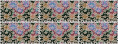 Raster illüstrasyonu. Çiçek süsü ile kusursuz desen. Gri renkli çiçekler.