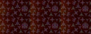 Raster Illustrasyon 'daki Çiçek Deseni' nin son moda çizimi. Kahverengi, siyah ve yeşil renkli çiçekler. Düz Çiçek Elementleri Tasarımı. Renkli Yaz Teması çizim şablonu.