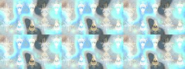 Noel ve yeni yıl moda baskıları için tatil tasarımı. Kar tanelerinin soyut arkaplanlı Noel şablonu. Raster illüstrasyonu. Tarafsız, mavi ve gri renkler.