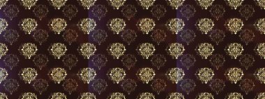 Raster klasik barok çiçeksiz altın desenli. Süslü dekorasyon. Lüks, kraliyet ve Viktorya dönemi konsepti. Kahverengi, mor ve bej renklerdeki altın desenli altın elementler.