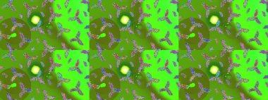 Raster illüstrasyonu. Bokeh yeşili, mavi ve nötr ve kar taneleriyle dekoratif Noel arkaplanı.