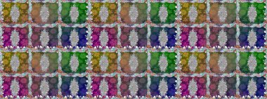 Çiçekle kusursuz desen. Yeşil renkli çiçekler. Düz Çiçek Elementleri Tasarımı. Renkli Bahar Teması Kusursuz Arkaplan.