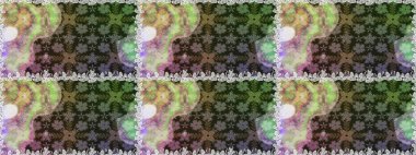 Elle boyanmış suluboya, dikişsiz çiçekler ve bitkiler. Gri renkli çiçekler.