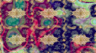 Çiçek desenli çizim. Skeç raster arka planı. Duvar kâğıdı barok, İspanyol kumaşı. Mor renkler üzerine grafiksel modern çizim deseni.