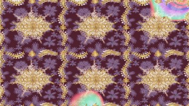 Eskiz oryantal klasik altın desen. Kahverengi renklerde altın tekrarlayan elementler içeren Raster soyut arkaplanı.