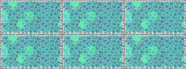 Kumaş, Tekstil, Baskı ve Davetiye için arka plan. Raster illüstrasyonu. Mavi ve yeşil arka planda kelebek olan kusursuz desen.