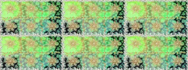 Doğu tarzında klasik tasarım öğesi. Çiçekli süslemeli Raster. Geleneksel Arap dekoru yeşil renklerde. Süslü dantel iz sürücü. Duvar kağıdı için altın süslü illüstrasyon.