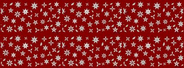 Raster illüstrasyonu. El çizimi çiçekli soyut çizim kalıbı. Kırmızı renkte çiçekler.