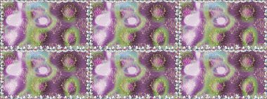 Raster deseni. Tarafsız renklerde bahar çiçekleri. Patlayan çiçekler soyut olarak yerleştirilmiş. Raster illüstrasyonu.