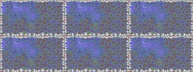 Kumaş, kağıt, ambalaj kâğıdı ve duvar kağıdı tasarımı için hoş bir arka plan. Kelebeklerle kusursuz desen. Mavi ve mor.