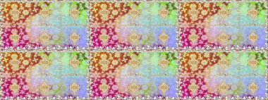 Geleneksel oryantasyon süsü. Tarafsız renklerde, altın elementlerle kusursuz desen. Kusursuz klasik raster altın desenli. Raster illüstrasyonu. Klasik vintage arkaplan.