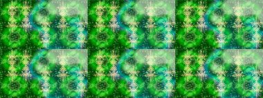 Raster illüstrasyon kar taneleri. Kışın sembolü. Güzel dekorasyon. Yeşil, nötr ve mavi renkli suluboya kar taneleri.