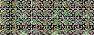 Raster illüstrasyonu. Çiçekler, dallar, bitkiler ve çiçekler. Güzel kumaş deseni. El çizimi.