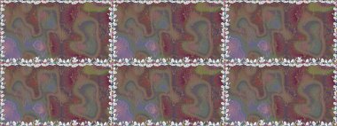 Kahverengi renkte çok kahverengi, zarif küçük çiçekler ve komik böcekler, raster desen, illüstrasyon.