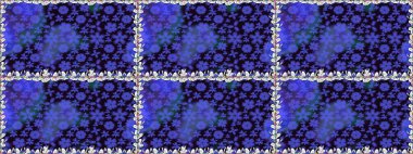 Mor renkli çiçekler. Çiçek deseni. Şatafatlı bahar bahçesi dokusu. Raster illüstrasyonu. Mor renkler üzerinde dikişsiz çiçekler.