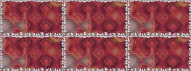 Çiçek ve yapraklı karalama şeklinde Raster çiçek deseni. Kibarca, kırmızı renkte bahar çiçekleri. Raster illüstrasyonu.