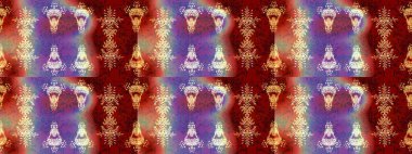 Bir sürü kırmızı, mor ve nötr soyut çiçekli tropik eskiz deseni. Küçük çiçekteki sevimli çiçek deseni. Renkli, mor ve nötr raster çizimi.