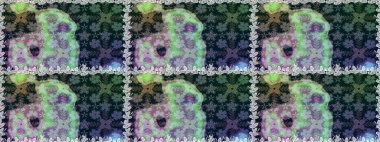 Raster illüstrasyonu. Mavi ve gri renklere karalamalar çizen kusursuz çiçek deseni.