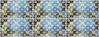 Raster illüstrasyonu. Klasik çiçek tasarımı elementleri. Mavi kıvırcık çiçekler mavi renkte şekillenir.