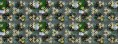 Bokeh grisi, yeşil, tarafsız ve kar taneli dekoratif Noel arkaplanı. Raster illüstrasyonu.