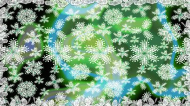 Düz Çiçek Elementleri Tasarımı. Yeşil renkli çiçekler. Renkli Bahar Temalı Kusursuz Arkaplan. Raster illüstrasyonunda kusursuz çiçek deseni.