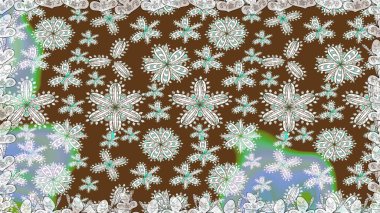 Raster illüstrasyonunda kusursuz çiçek deseni. Renkli Yaz Temalı Kusursuz Arkaplan. Düz Çiçek Elementleri Tasarımı. Kahverengi renkte çiçekler.