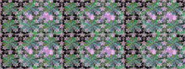 Güzel kumaş deseni. Raster illüstrasyonu. Yeşil renklerde. Raster illüstrasyonunda kusursuz çiçek deseni.