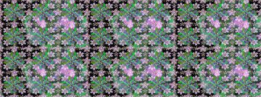 Güzel kumaş deseni. Raster illüstrasyonu. Yeşil renklerde. Raster illüstrasyonunda kusursuz çiçek deseni.