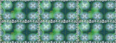 Yeşil renklerde. Güzel kumaş deseni. Raster illüstrasyonu. Raster illüstrasyonunda kusursuz çiçek deseni.