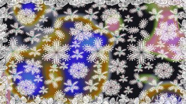 Raster illüstrasyonu. Çiçek deseni. Renkli Bahar Temalı Kusursuz Arkaplan. Kusursuz Chichi kumaş deseni. Düz Çiçek Elementleri Tasarımı.