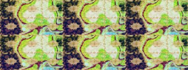 Raster illüstrasyonu. Çizim altın desenli bukleler. Doğu tarzı arabesk. Altın elementli yeşil renkler. Raster altın desen.