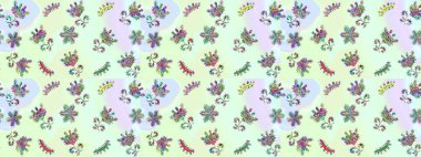 Raster illüstrasyonu. Soyut kar taneleri arkaplanda izole edilmiş düz dizayn. Kar taneleri deseni. Raster kar taneleri arka planda. Kar tanesi renkli desen.