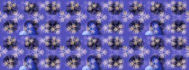 Snowflakes desen. Kar taneleri arka plan. Düz renkli arka plan üzerinde izole kar taneleri tasarımı. Raster resim. Kar tanesi dekoratif desen.