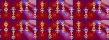 Kar tanelerinin soyut arkaplanlı Noel arkaplanı. Güzel tasarım. Raster illüstrasyonu. Kırmızı, mor ve nötr kar taneleri. Noel için tatil tasarımı, Yeni Yıl moda baskıları.