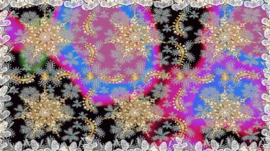 Barok tarzında kusursuz bir doğulu süsü. Gri renkli ve altın elementli geleneksel klasik altın sarısı desen.