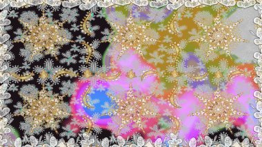 Kusursuz klasik altın desen. Raster geleneksel oryantasyon süsü. Altın elementlerle gri renklerde altın desen.