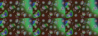 Düz Çiçek Elementleri Tasarımı. Renkli Bahar Teması eskiz kalıbı. Raster..